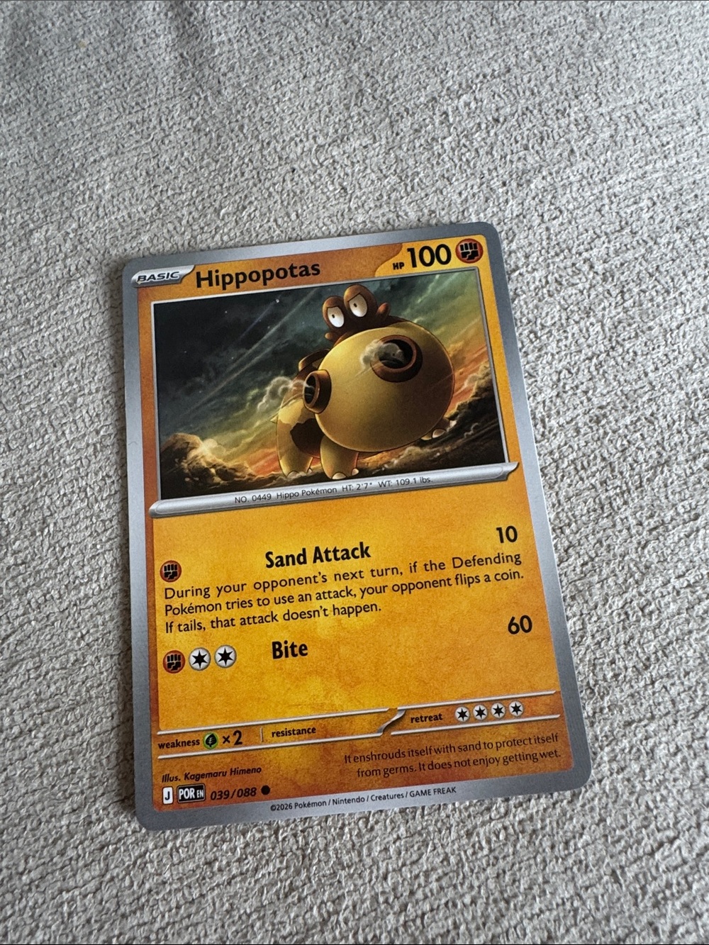 Hippopotas Pokémon Card